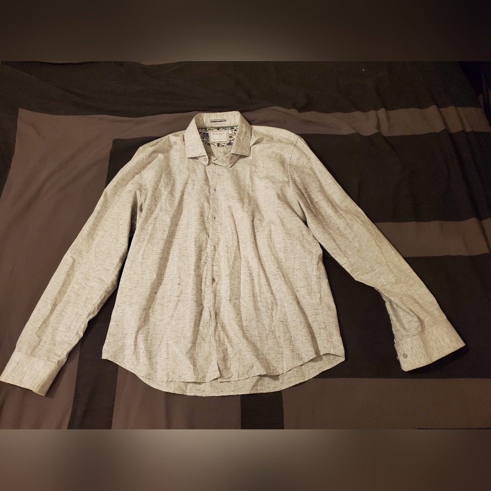 Denim and Flower Ricky Singh US XL Grey Buttondown Collared Dress Shirt